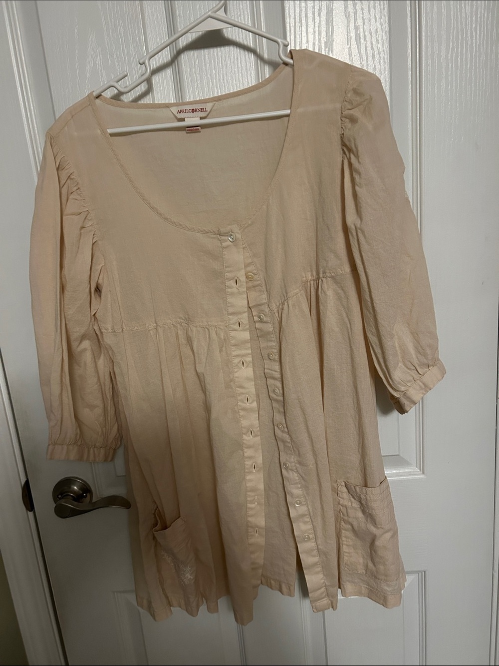 April Cornell Cream Button-Front Tunic Top